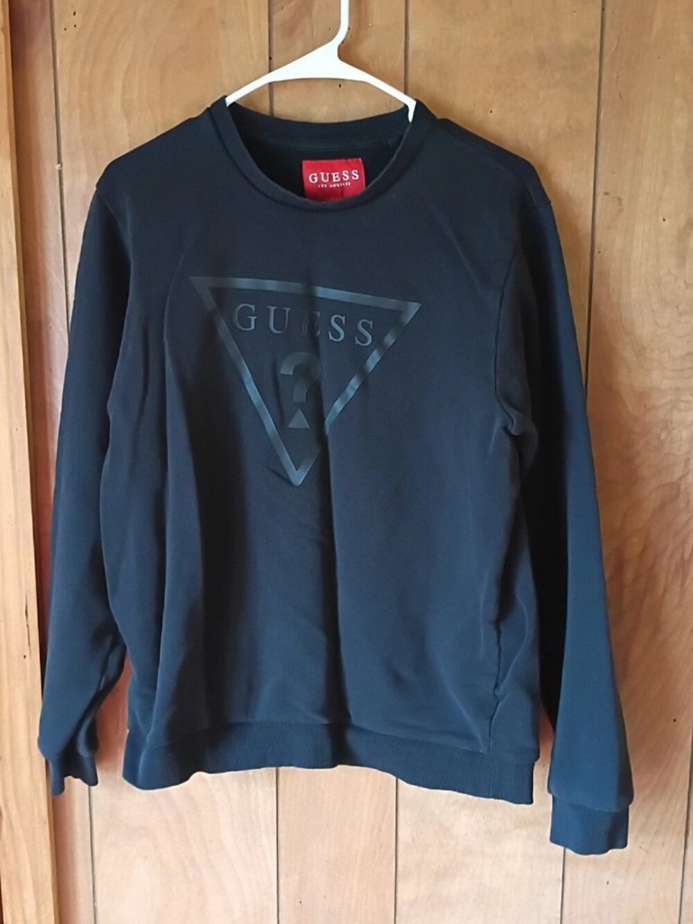 GUESS Black Logo Sweatshirt Men's Size Large Cotton Crewneck Pullover Casual Top